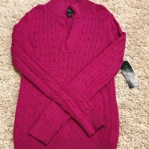 New Ralph Lauren Split neck cable sweater .